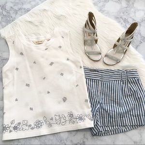 B E C H A M E L : Floral Embroidered Cotton Tank